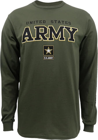 Armed Forces Gear Men's Army Block Long Sleeve T-Shirt - Official Licensed United States Army Shirts for Men (OD Green)